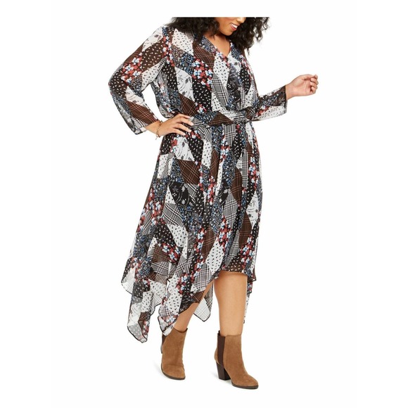 Tommy Hilfiger Dress Black Printed Midi Handkerchief 3X Plus NEW NWT 464 - Picture 3 of 3